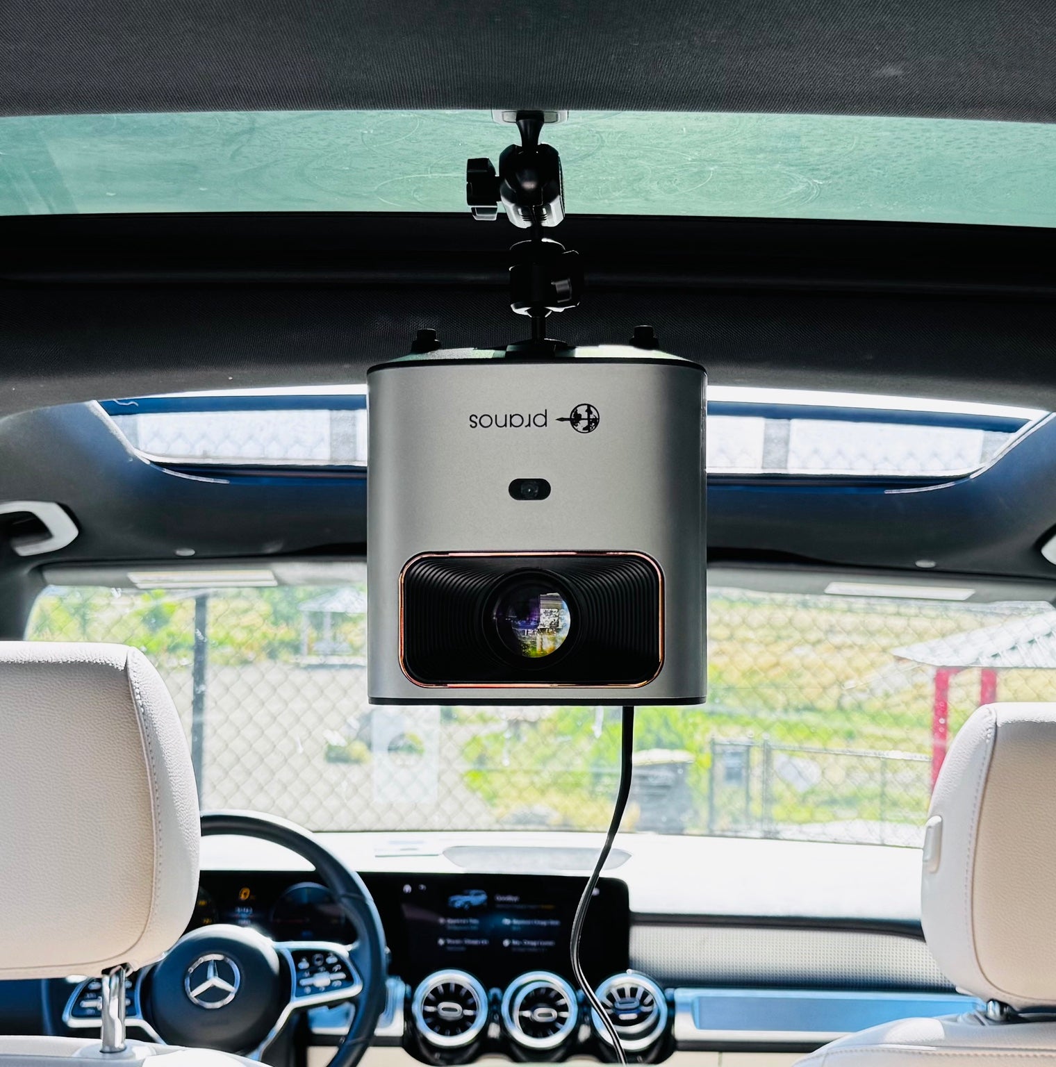 HoloGlass projector mounted inside a vehicle