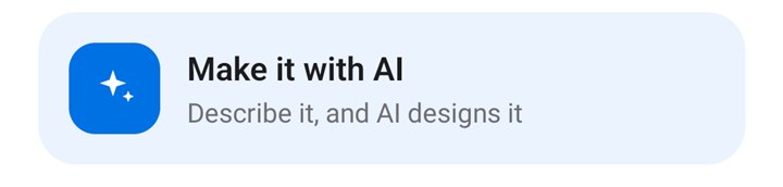 The Pranos app’s Create menu: Make it with AI. Describe it, and AI designs it.