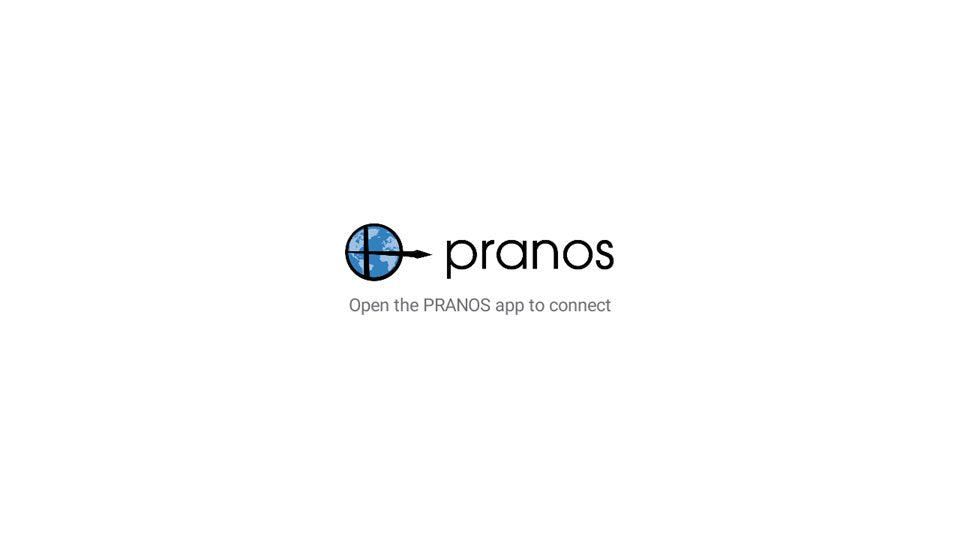 HoloGlass before you connect: the pranos logo and a line asking you to open the app to connect