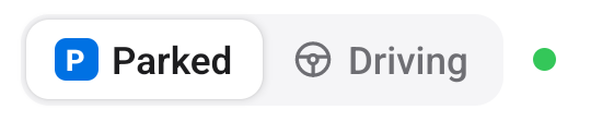 The Pranos app’s switch, set to Parked